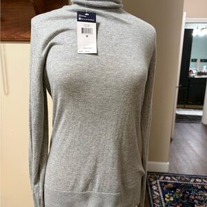 NWT cotton Chaps Light Gray Turtleneck Sweater